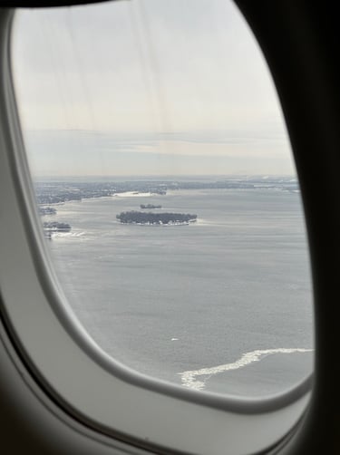 The Saint-Laurent River from an airplane window