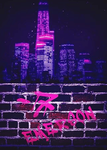 The cover for Negative 7, a short story. Spray paint on a brick wall