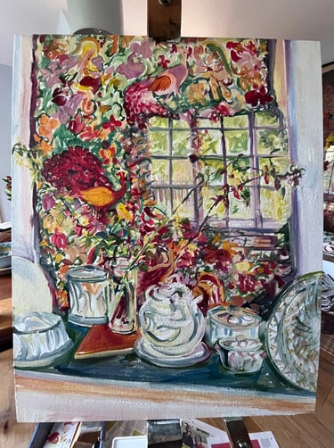 Oil painting - Dining room reflection