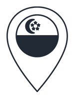 a dark icon of a location with Singapore Flag inside to represent the idea Location in Singapore