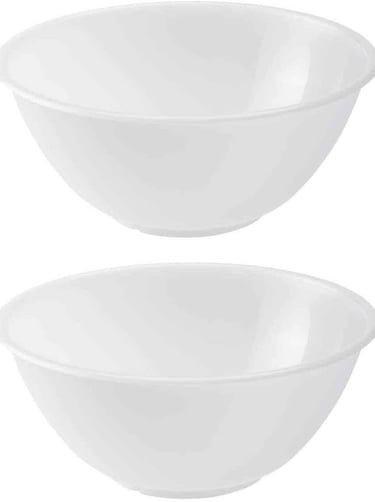 a pair of white bowls with a white background