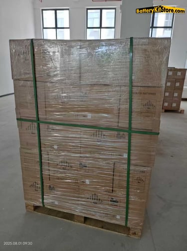 a pallet of carton box filled with Yinlong LTO 40Ah battery cells