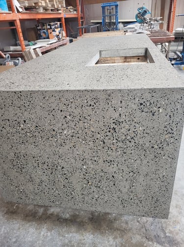 Grind concrete countertop prepaired for polish