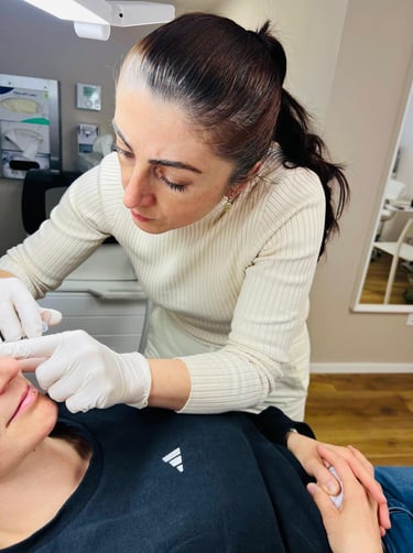 Performing a precise facial treatment