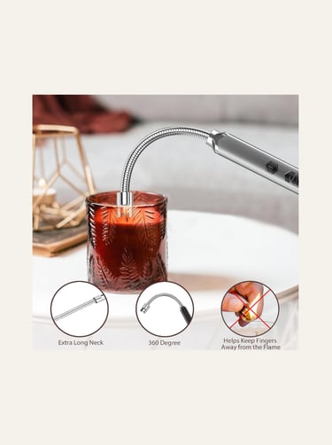 Rayonner Electric Candle Lighter Long Flexible Neck with Windproof in Silver