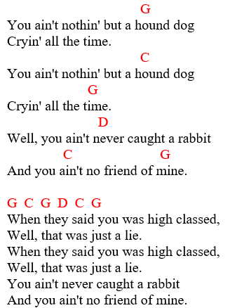 Guitar Chords: Elvis Presley - Hound Dog