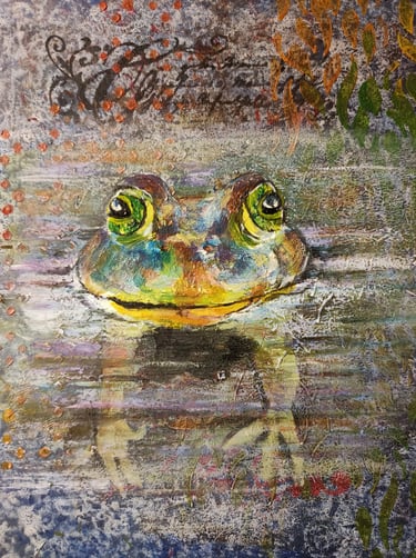 grenouille dans l'eau tous droits réservés Leslie Breniaux pour fovassist/itkacreations