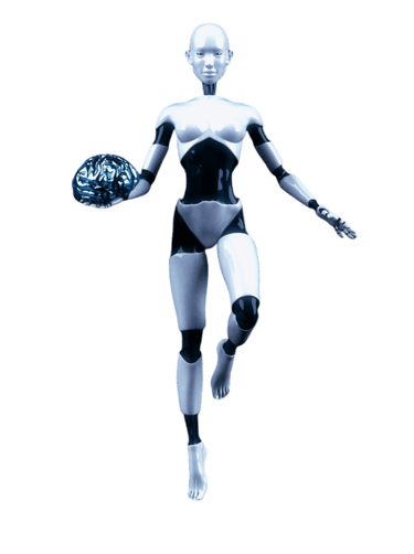 a robot holding a human brain