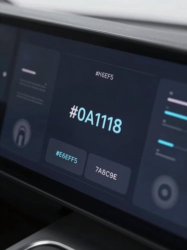 A close-up of a minimalist, futuristic dashboard interface displaying predictive AI data models with sleek typography and subtle glowing elements. The color palette heavily features #0A1118, #E6EFF5, and #7A8C9E.