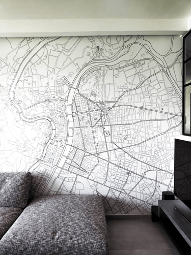 fresque murale plan de lyon dessin numérique impression sur toile