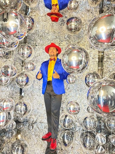 celebration in mirrored cube