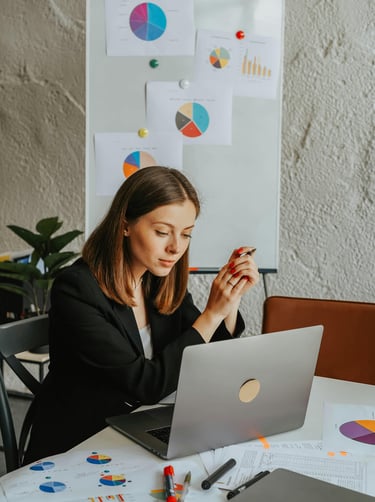 Office girl working on data analysis