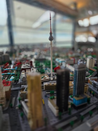 a miniature model of a city with a lego - like structure