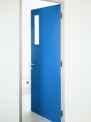 Pintu Solid Wood Panel finishing Duco - Indigo Blue