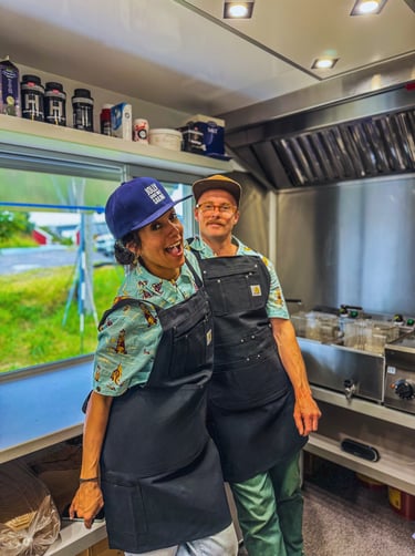Inside Maritime Munchies in Reine, Lofoten– serving fresh local fish and chips with a smile and love