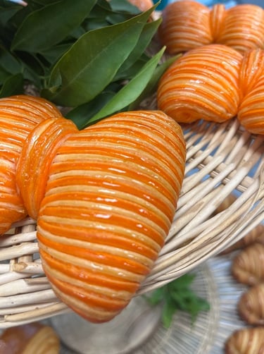 Rubans bicolores au yuzu et à la mandarine