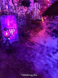 Spooky yard at night with fog