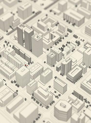 Architectural research site map, minimalist charcoal lines on sand-colored paper, top-down view of urban layers, high-end design aesthetics #F9F7F2 #333333