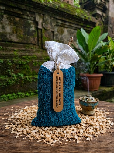 alt="Eco-friendly scent bag with wooden tag designed to complement your home decor."