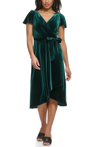 DKNY Flutter Sleeve Wrap Dress