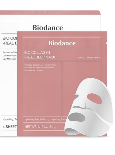 Biodance Bio Collagen mask pack with sheet mask illustration.