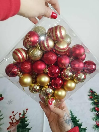 50 red and gold Christmas ball ornaments 4cm for tree wreath garland holiday decorations