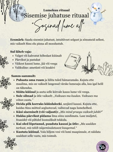 Lumekuu rituaal Sisemise juhatuse rituaal Soul Sisters Tarot