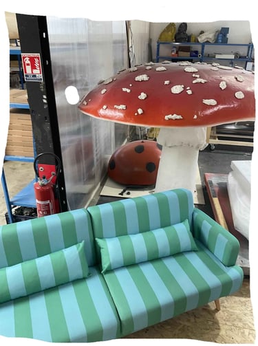 canapé sur mesure tapisserie d'ameublment tissus à rayures 