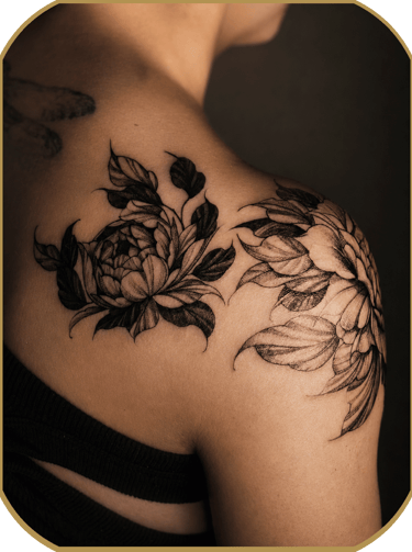 Custom floral tattoo design in Geel Belgium