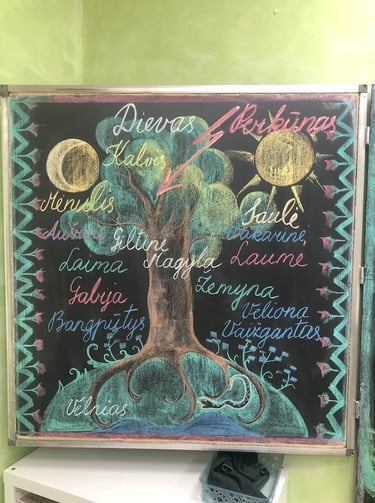 Piešinys ant lentos Klaipėdos Valdorfo mokykloje