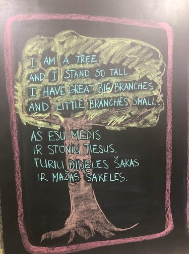 Piešinys ant lentos Klaipėdos Valdorfo mokykloje