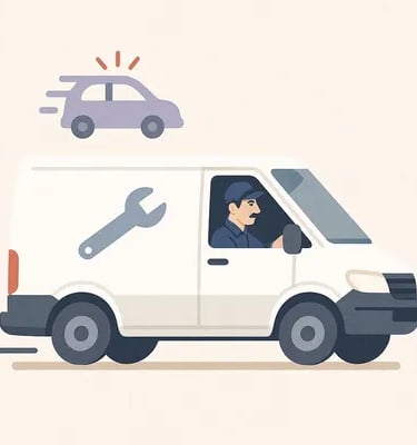 Plombier à Strasbourg se déplaçant rapidement en véhicule de service pour une intervention urgente