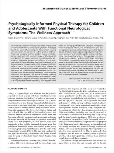 Psychologically informed PT treatment for FND
