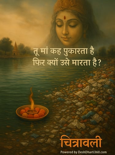 “माँ कहकर पुकारने वाली नदी — जिसे हम प्रदूषण से मार रहे हैं” नदी प्रदूषण भारत, जल चेतना, ज