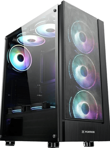 a computer case with a colorful colored light