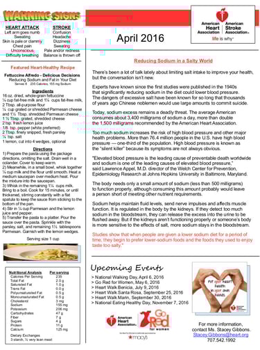 April 5th 2016 - American Heart Association Newsletter