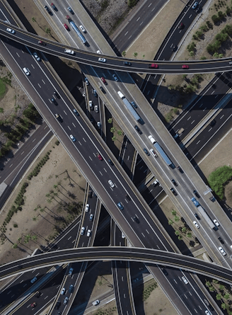 Eagle eye view of over bridges