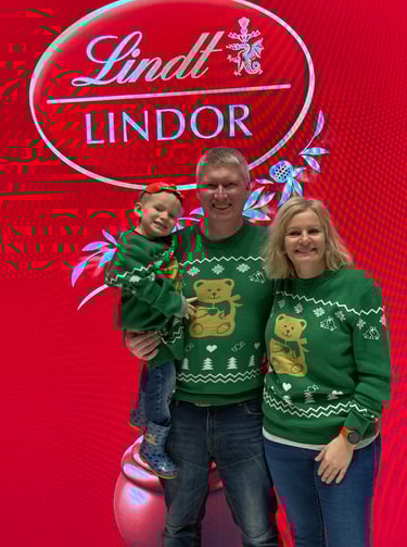 Family at Christmas Jumper Chocolate tour of Lindt