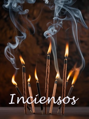 Inciensos naturales encendidos y humeantes