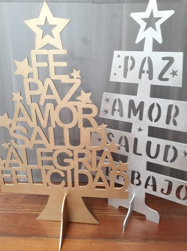 arbolito de los deseos de pie en fibrofacil calada con laser