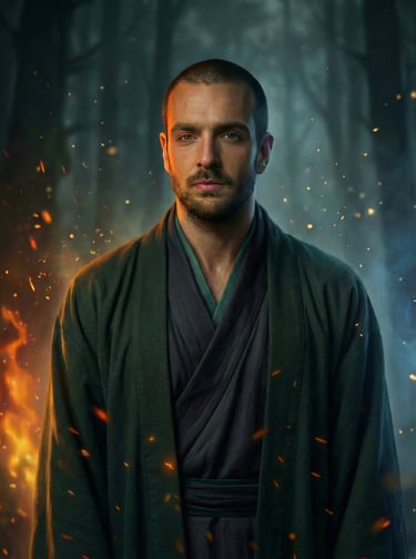 WDP İstanbul Jian (Kılıç) eğitmeni Ali Yörükoğlu. Geleneksel kıyafetli, genç eğitmen portresi.