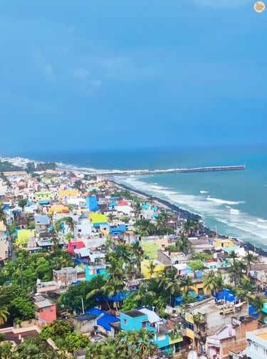 Panoramic view of Pondicherry town from the lighthouse.