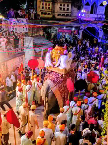 Laxmi Narayan Shobhayatra at Kota Dussehra Mela with Lord Lakshminath on an elephant.