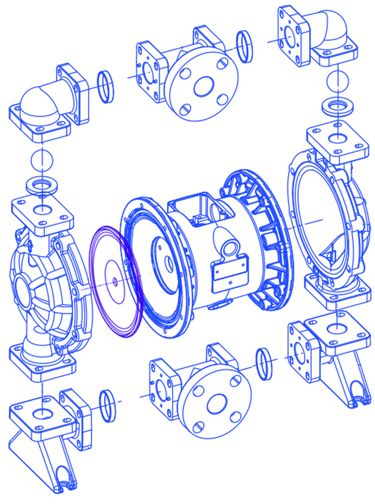 peças-de-reparo-bombas-pneumáticas-de-duplo-diafragma-vista-explodida