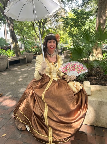 Vestuario de contradanza Siflo XIX Cuban - Dra Glenda Mujer Esperanza PhD Ritmo Danzon