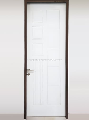 Pintu Solid Wood Panel finishing Duco White Doff