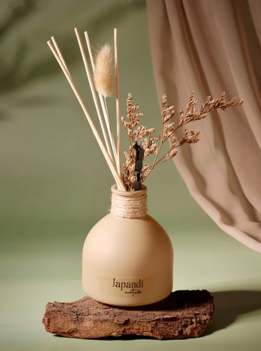 reed diffuser product photography UK, minimalist lifestyle setup by Basma Lens
