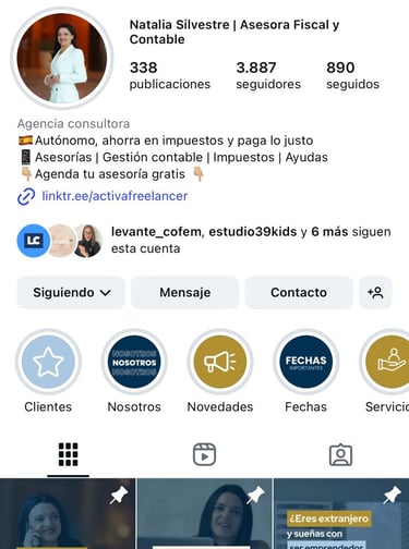 perfil de instagram de activa freelancer