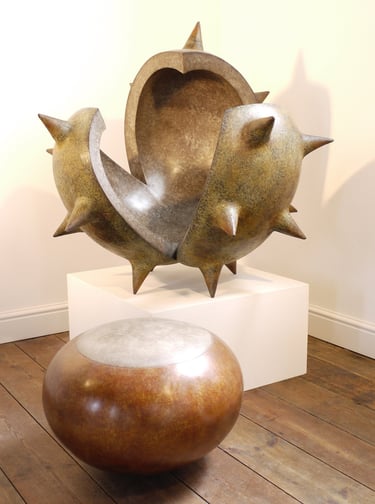 Giant Bronze Sculpture Of Horse Chestnut Conker Commission By Mark Richard Hall