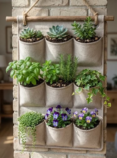 DIY vertical garden hanging pocket planter